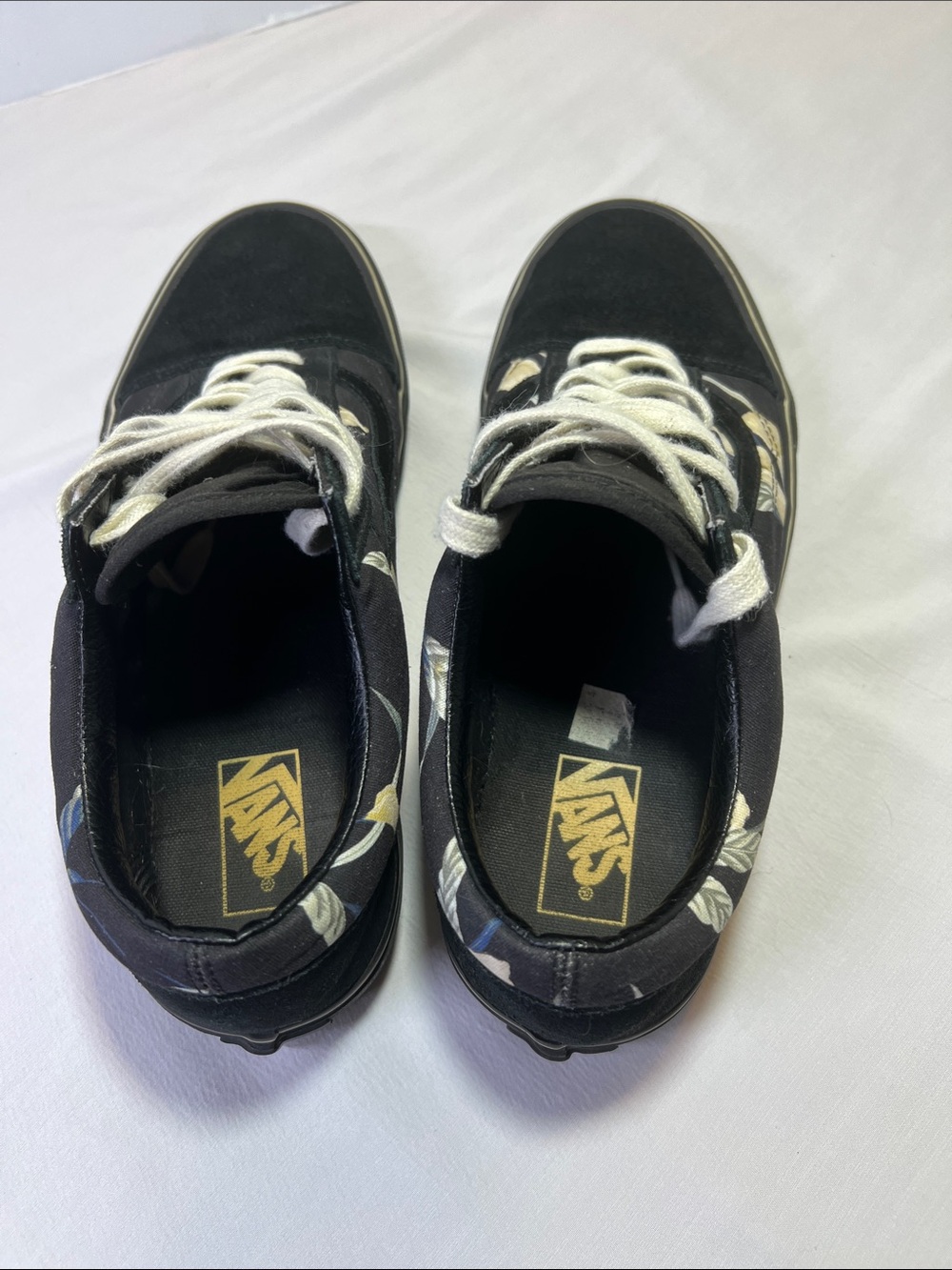 Vans Black Floral Low-Top Skate Shoes with Cream Accents 10 1/2 Men’s Women’s 12 - Picture 8 of 15